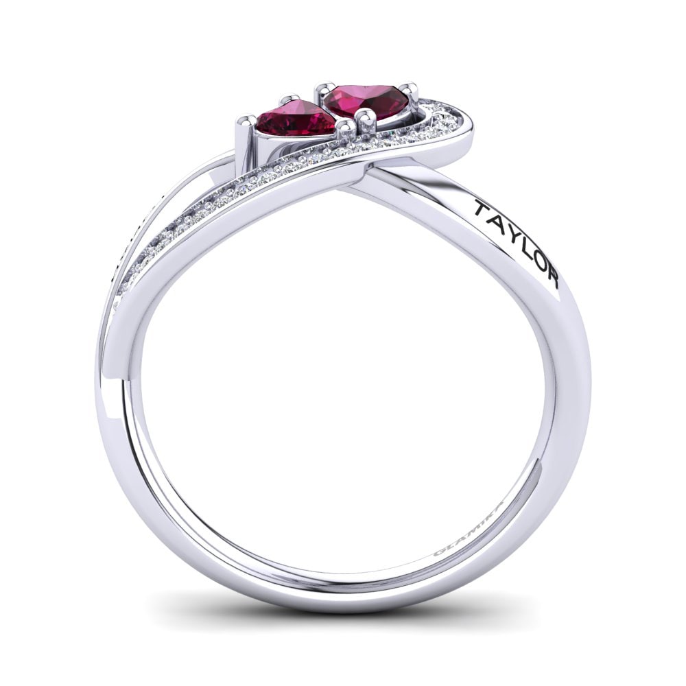 White Silver Rhodolite Garnet Ring Isedoria
