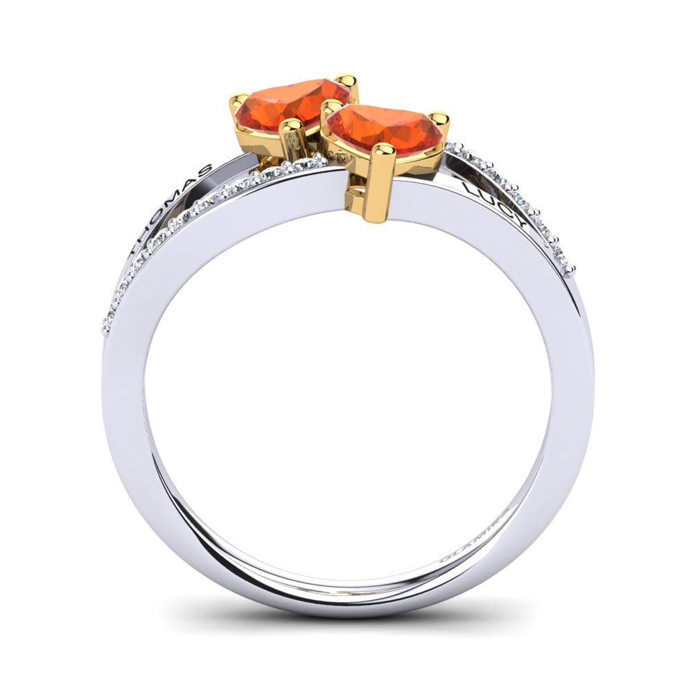 18ct White & Yellow Gold Fire Opal Ring Jaume