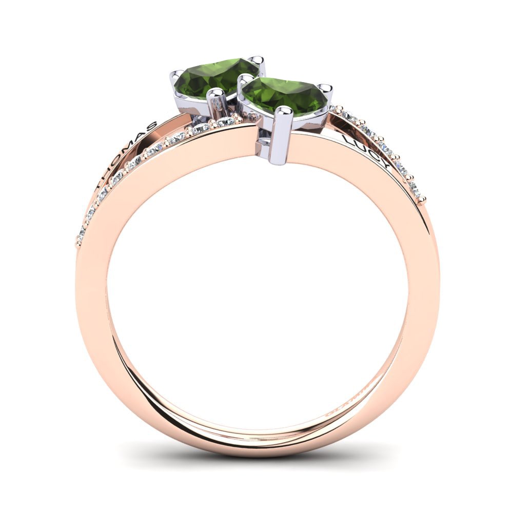 18ct Rose & White Gold Green Tourmaline Ring Jaume