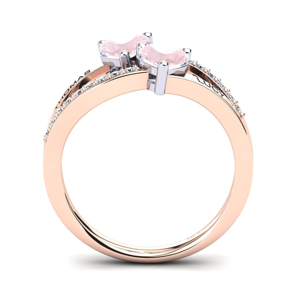 18ct Rose & White Gold Rose Quartz Ring Jaume