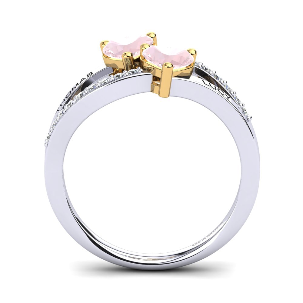 18ct White & Yellow Gold Rose Quartz Ring Jaume