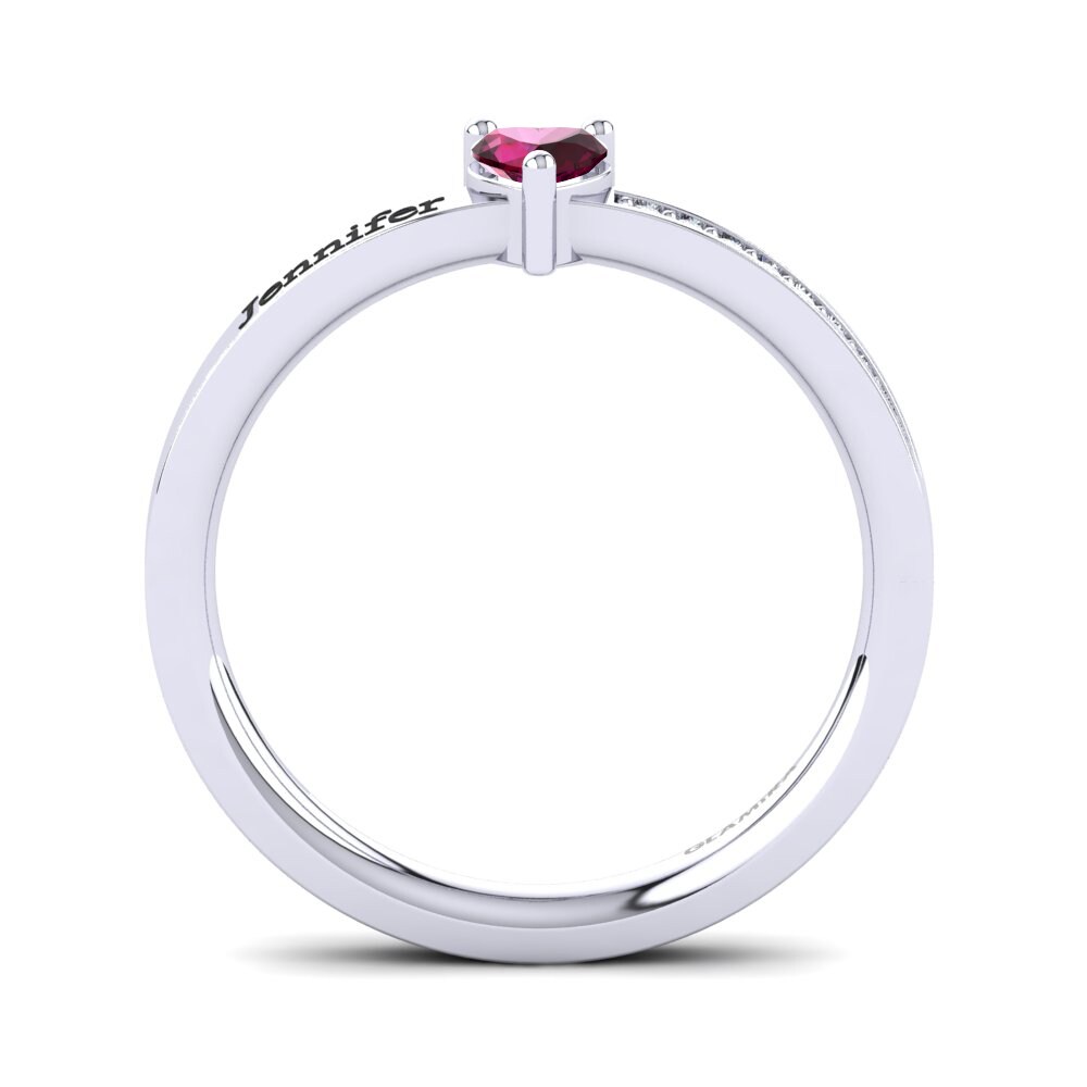 White Silver Rhodolite Garnet Ring Quanika