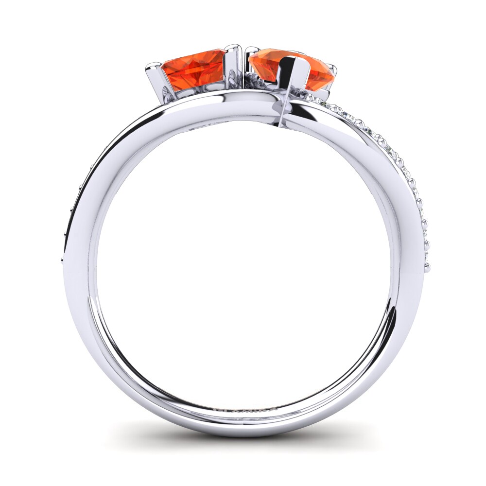 White Silver Fire Opal Ring Semasia