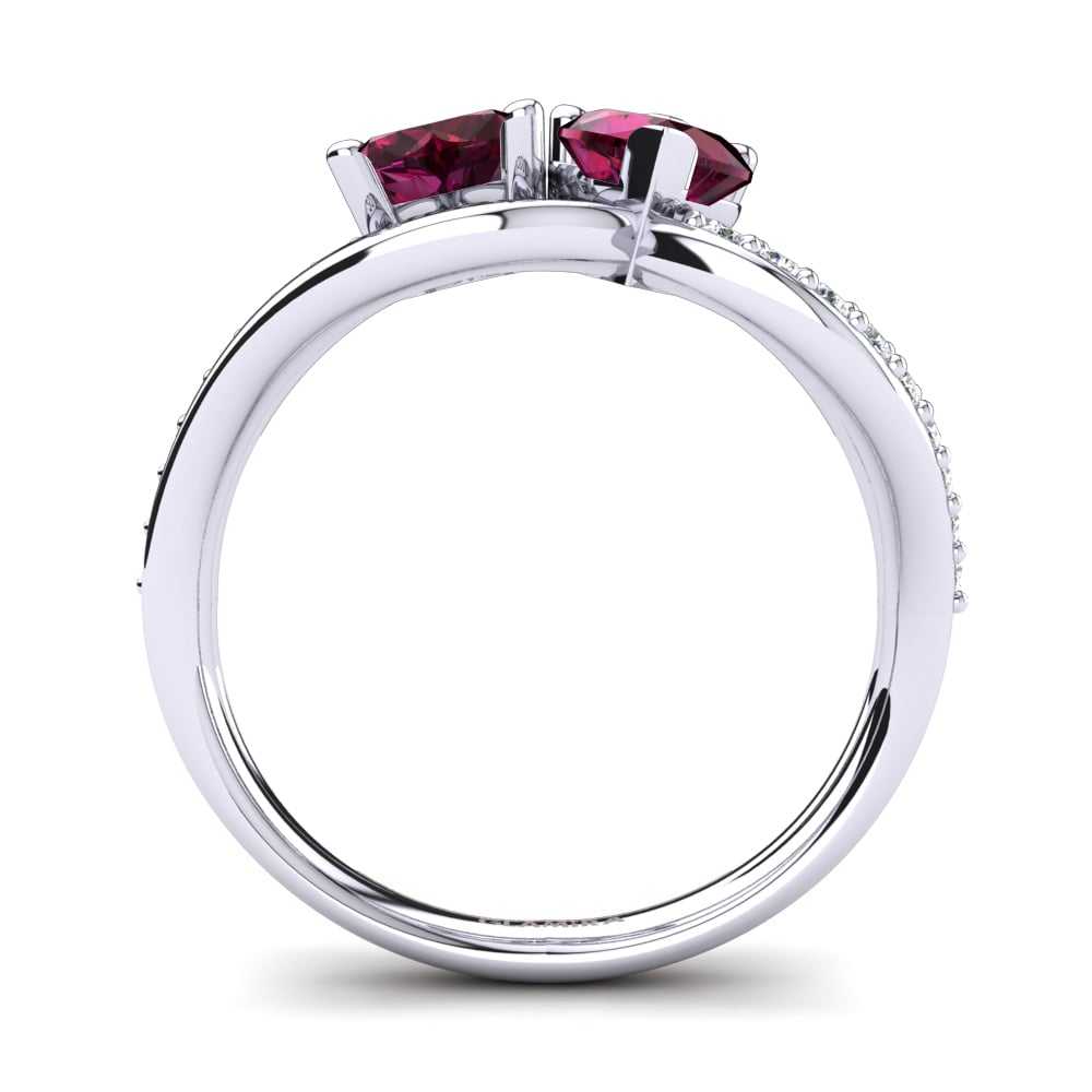 White Silver Rhodolite Garnet Ring Semasia
