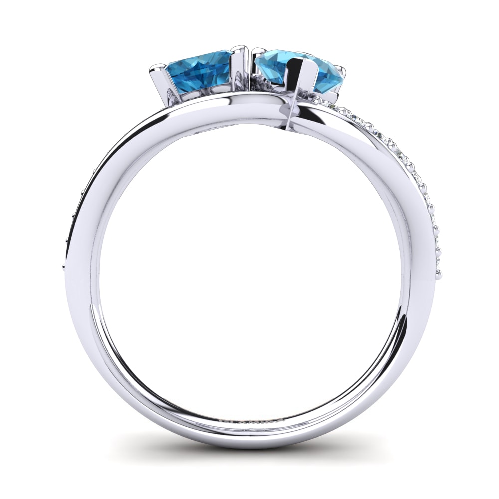 White Silver Blue Topaz Ring Semasia
