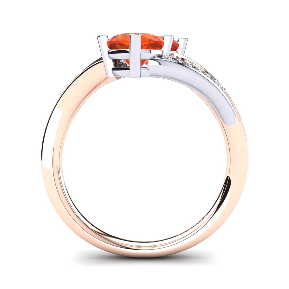 18ct Rose & White Gold Fire Opal Ring Seneca