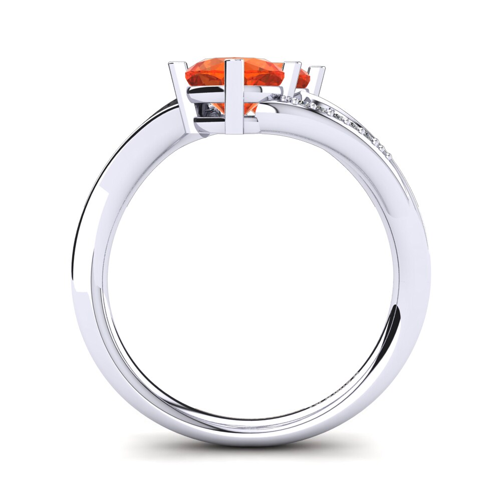 White Silver Fire Opal Ring Seneca