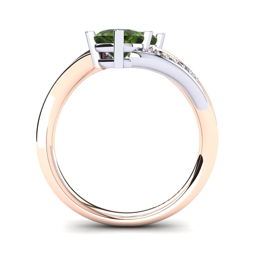 18ct Rose & White Gold Green Tourmaline Ring Seneca