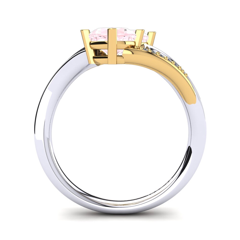 18ct White & Yellow Gold Rose Quartz Ring Seneca