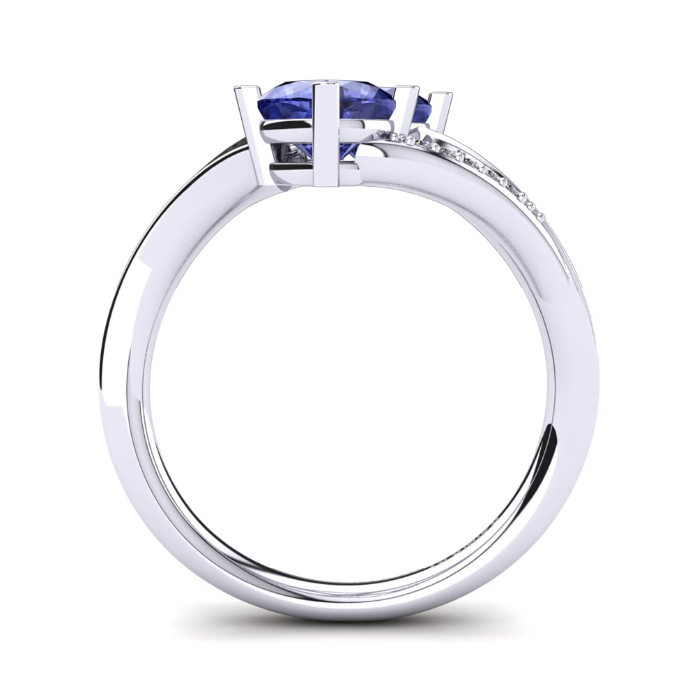 White Silver Tanzanite Ring Seneca