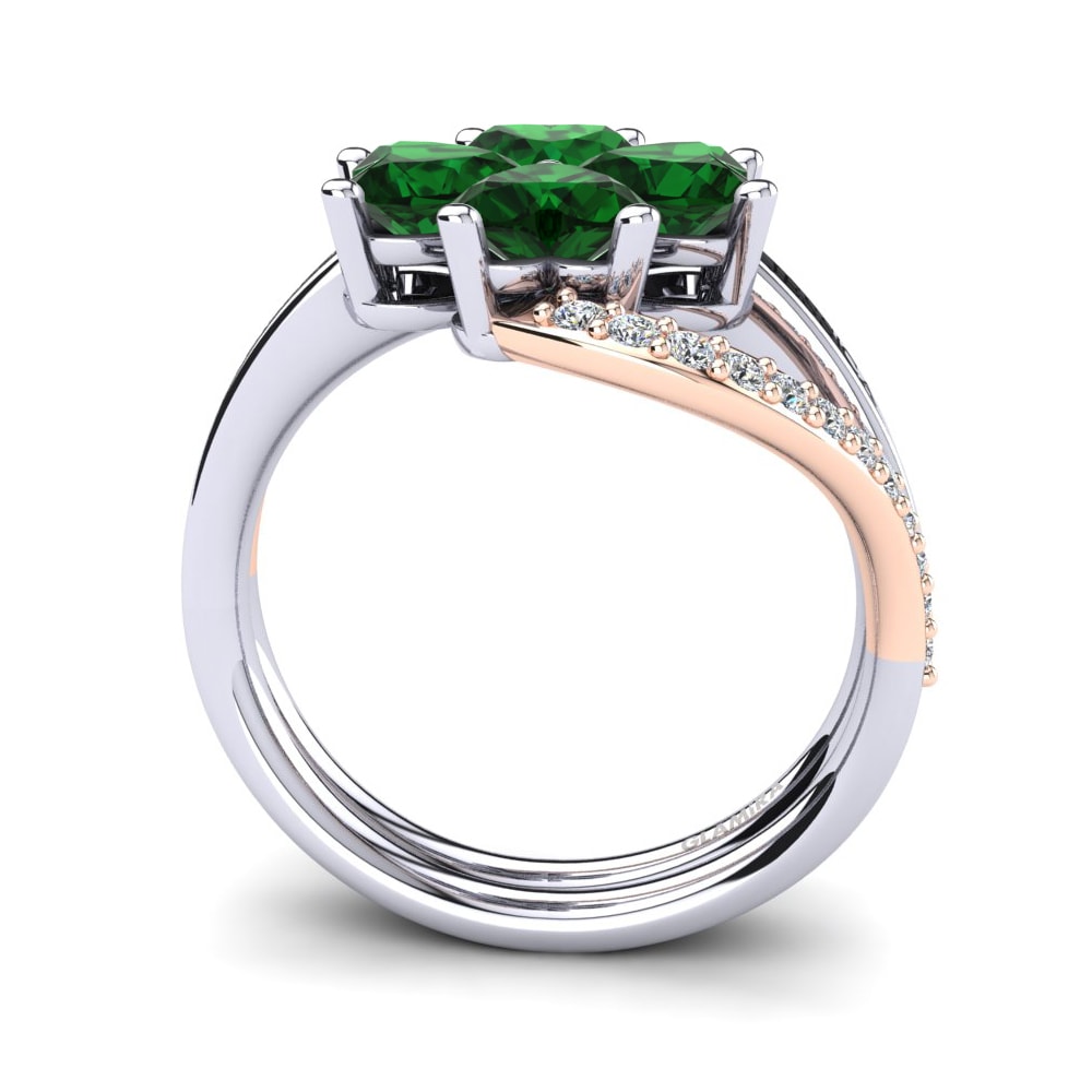 Weiss & Rotgold 585 Smaragd (im Labor gezüchtet) Ringe Shaune