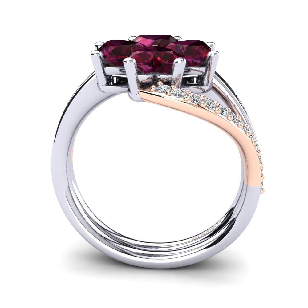 Weiss & Rotgold 750 Rhodolit-Granat Ringe Shaune