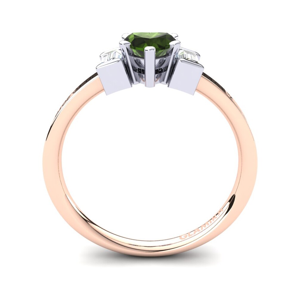 18ct Rose & White Gold Green Tourmaline Ring Soterios