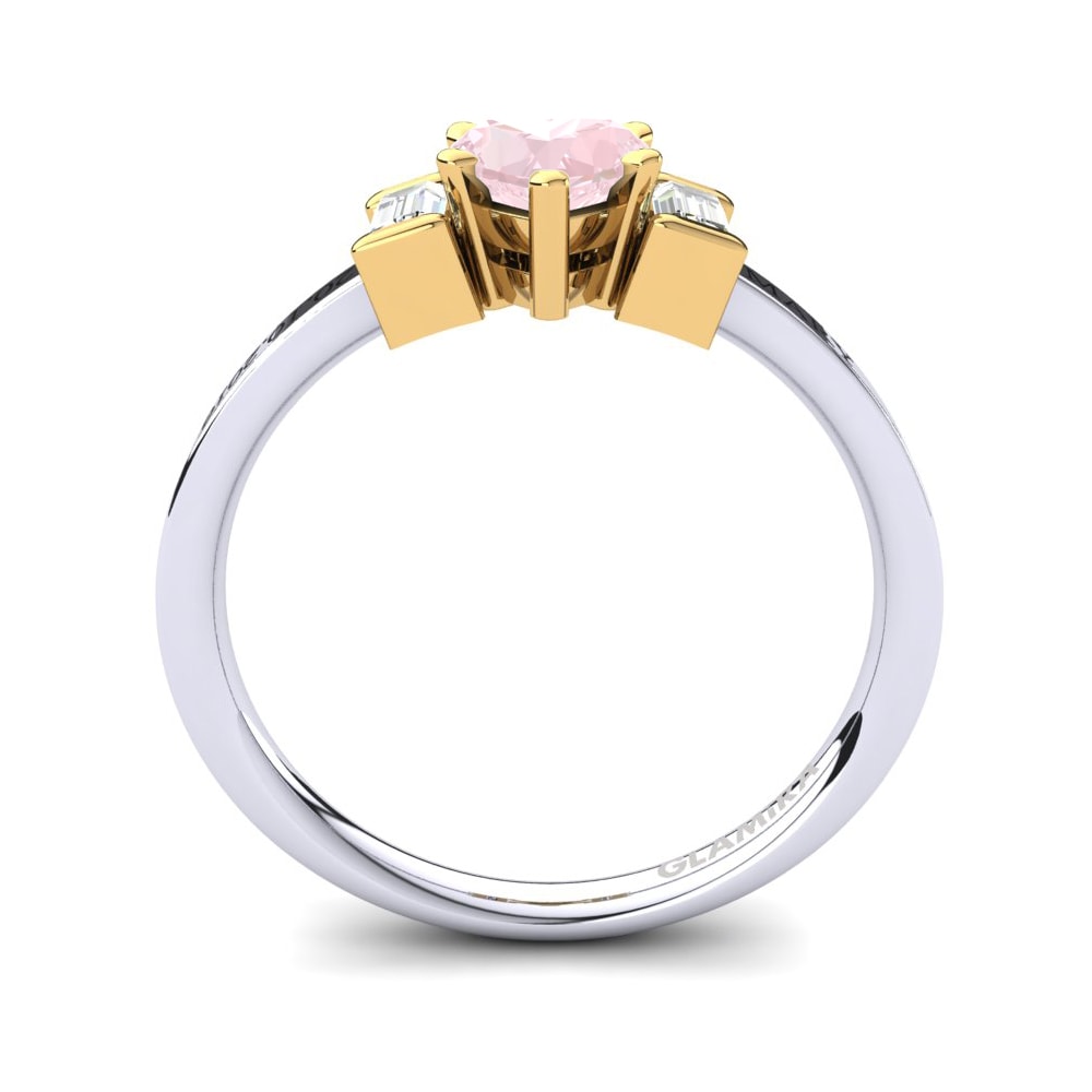 18ct White & Yellow Gold Rose Quartz Ring Soterios