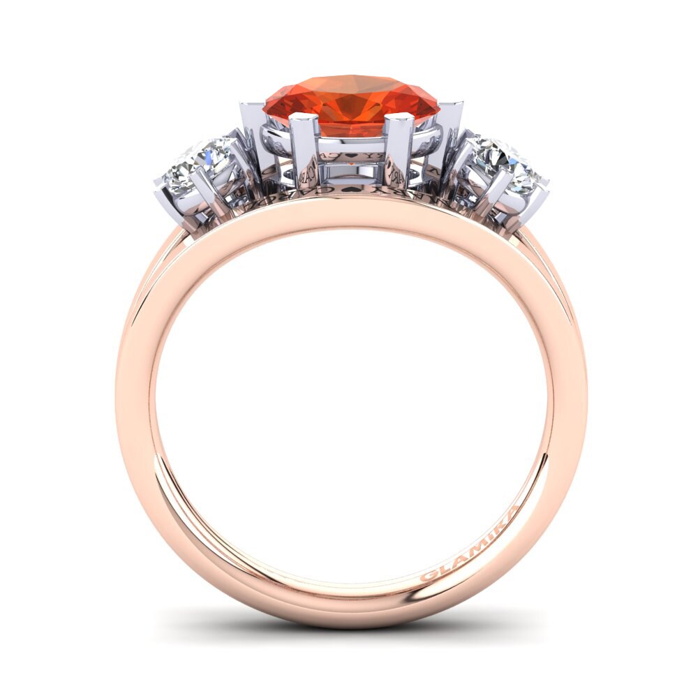 18ct Rose & White Gold Fire Opal Ring Spencre