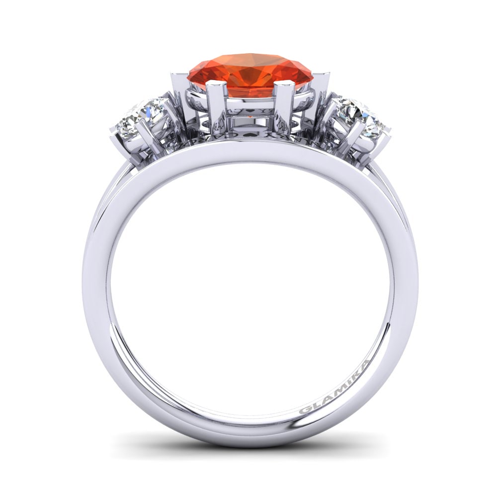 White Silver Fire Opal Ring Spencre