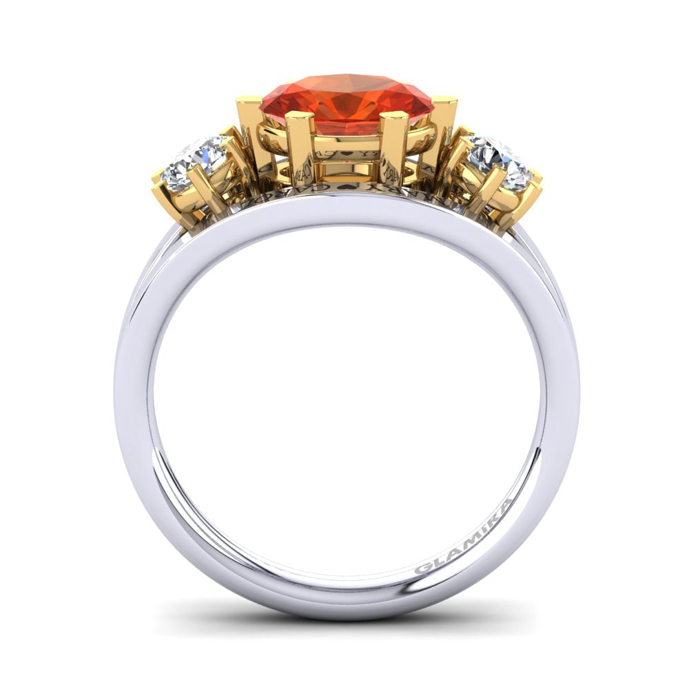 18ct White & Yellow Gold Fire Opal Ring Spencre
