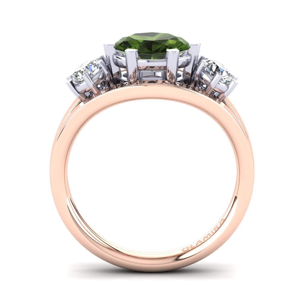 18ct Rose & White Gold Green Tourmaline Ring Spencre