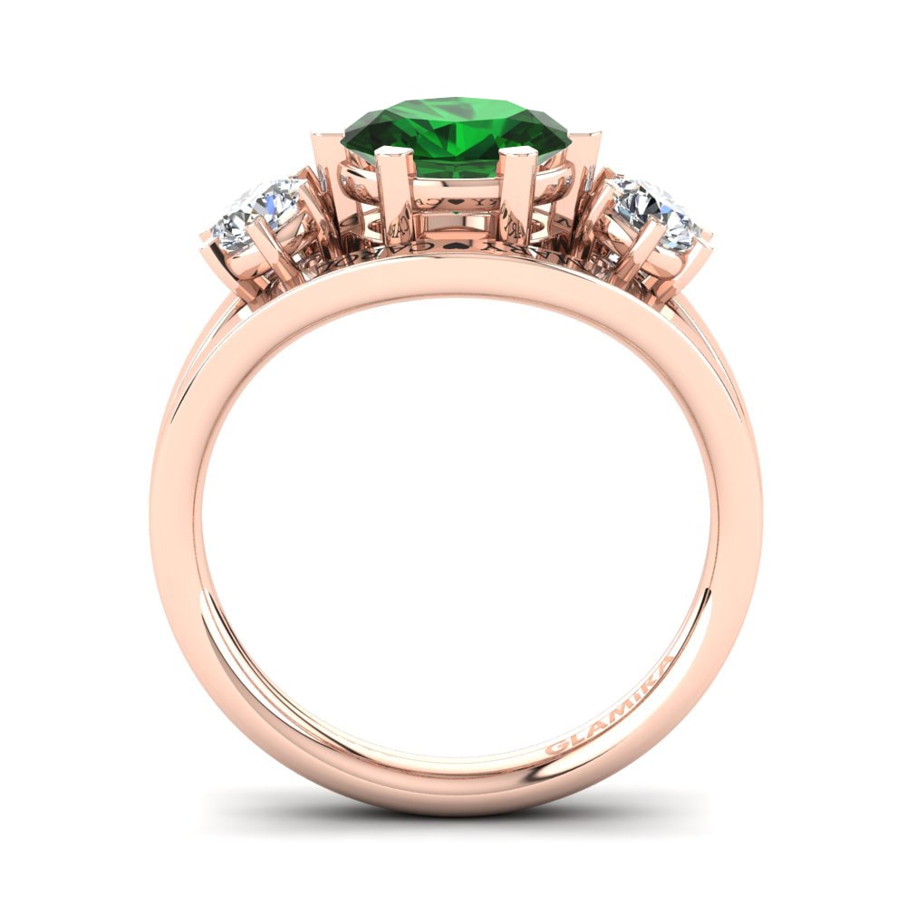 Rotgold 585 Smaragd (im Labor gezüchtet) Ringe Spencre