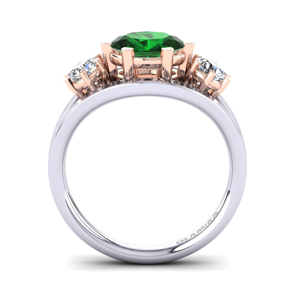 Weiss & Rotgold 585 Smaragd (im Labor gezüchtet) Ringe Spencre