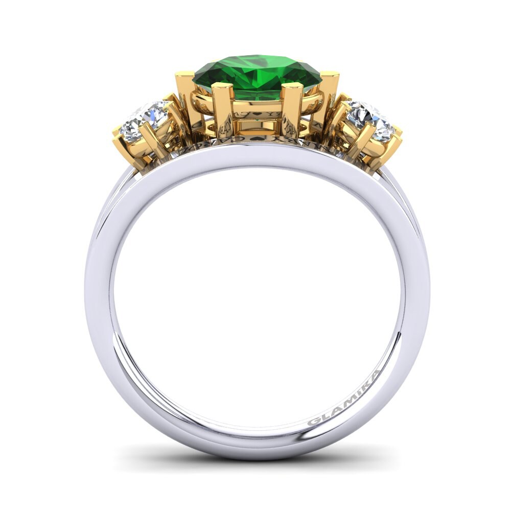 Weiss & Gelbgold 585 Smaragd (im Labor gezüchtet) Ringe Spencre