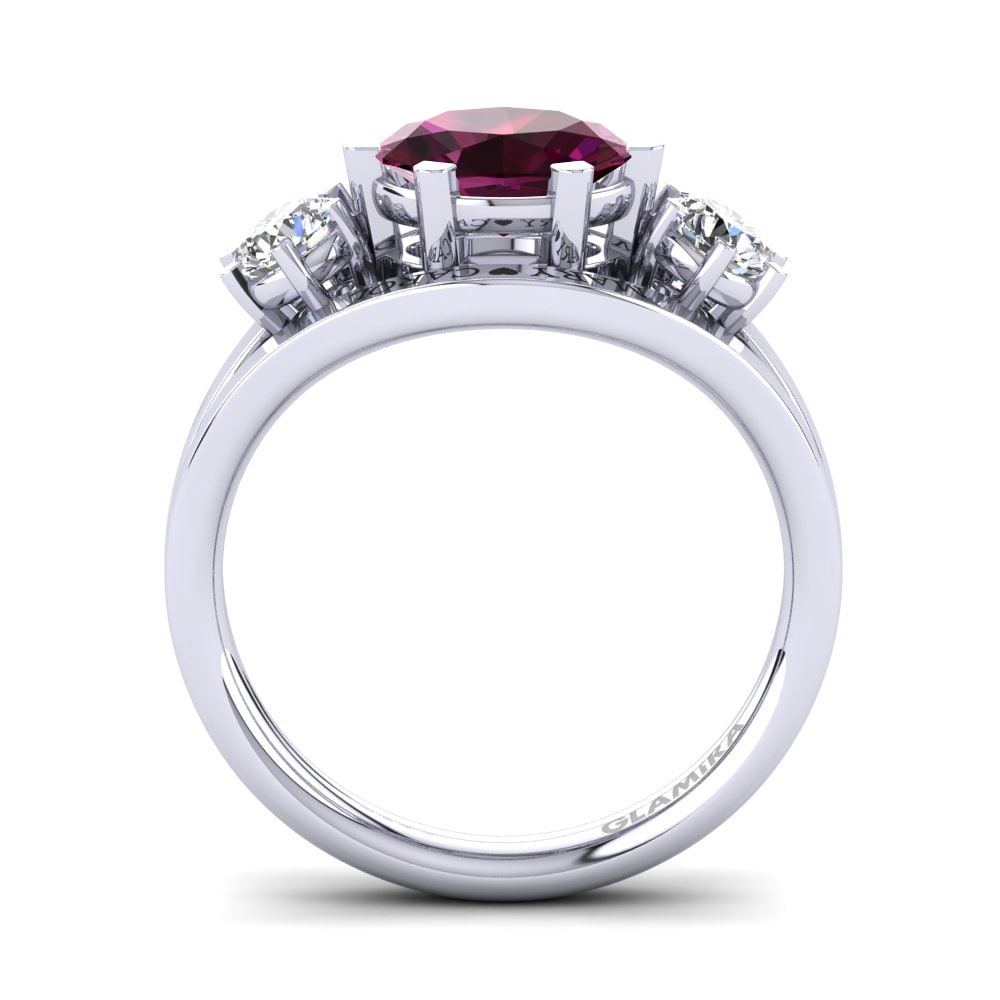 White Silver Rhodolite Garnet Ring Spencre