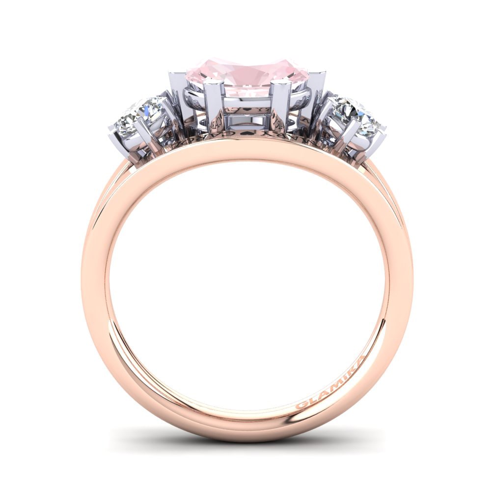 18ct Rose & White Gold Rose Quartz Ring Spencre