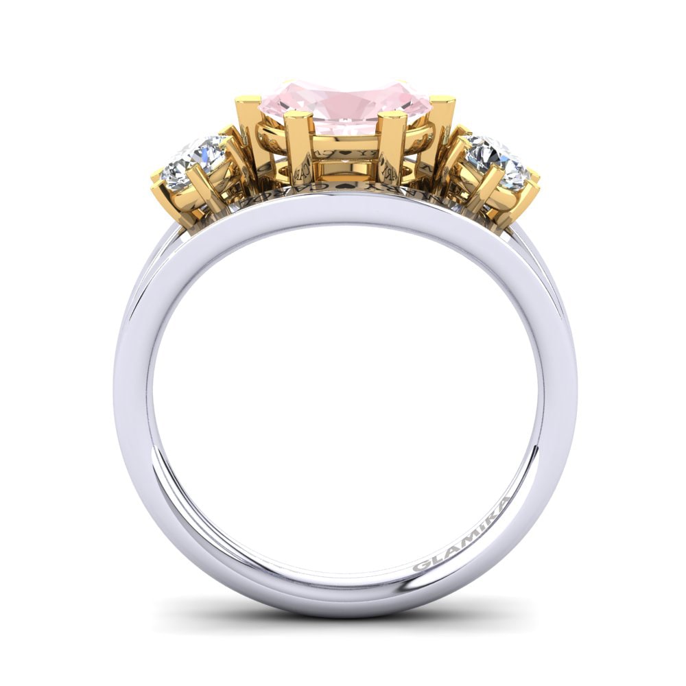 18ct White & Yellow Gold Rose Quartz Ring Spencre