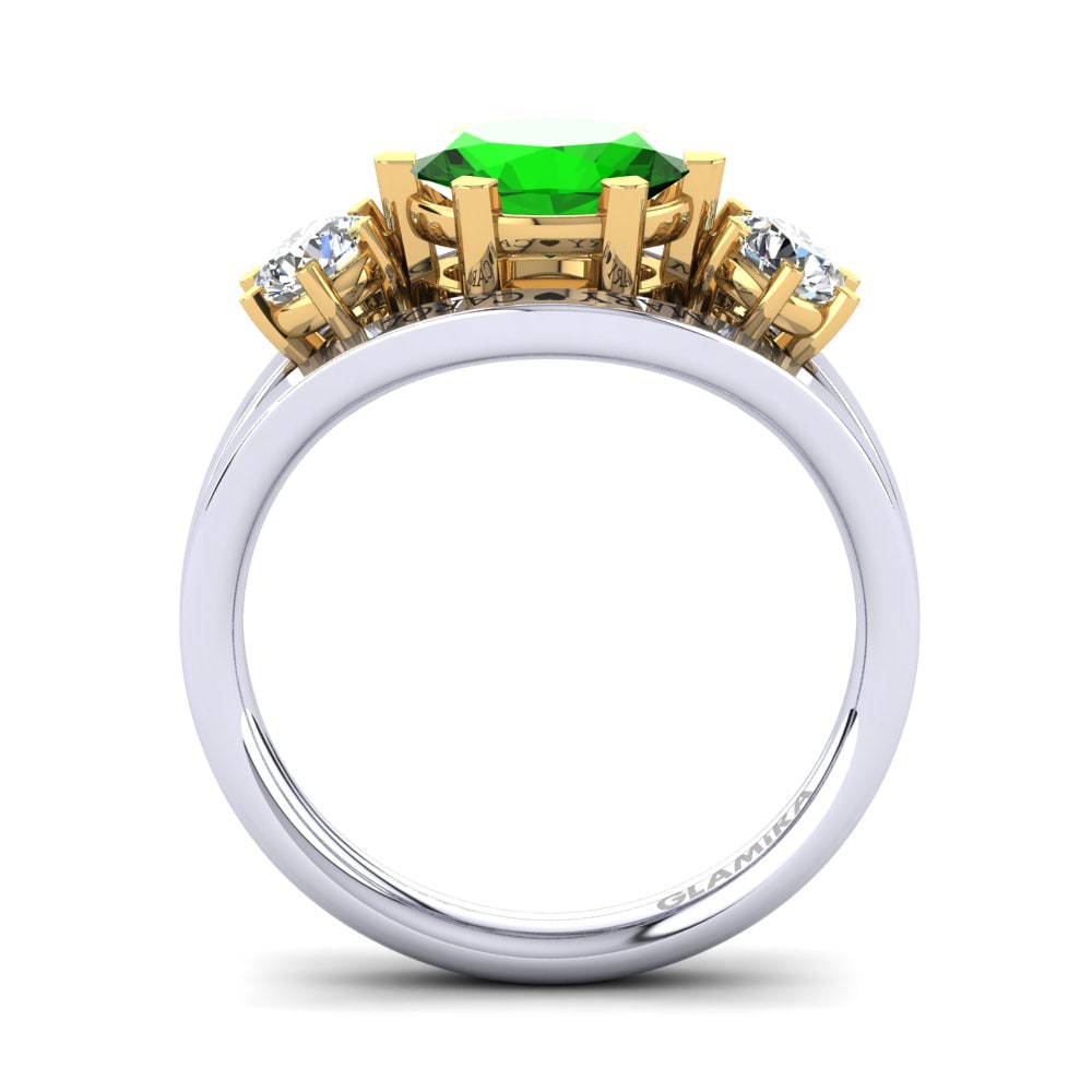 14k Oro Blanco & Amarillo Tsavorita Anillo Spencre