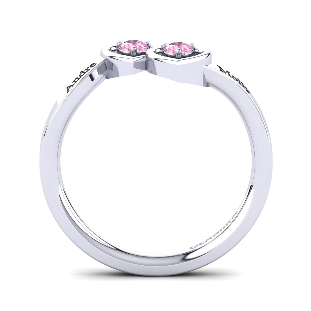 White Silver Pink Sapphire Ring Toinette