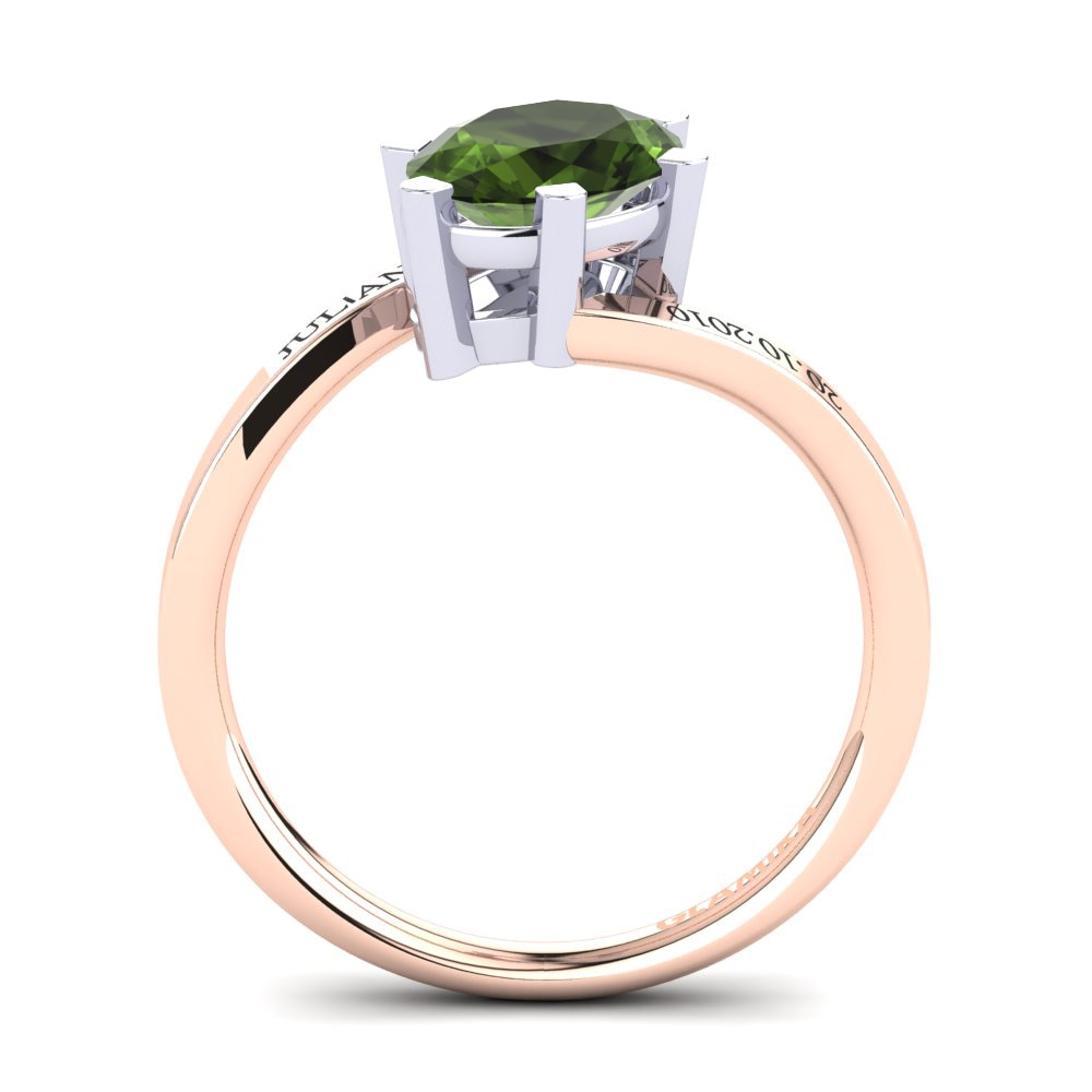 18ct Rose & White Gold Green Tourmaline Ring Urwine