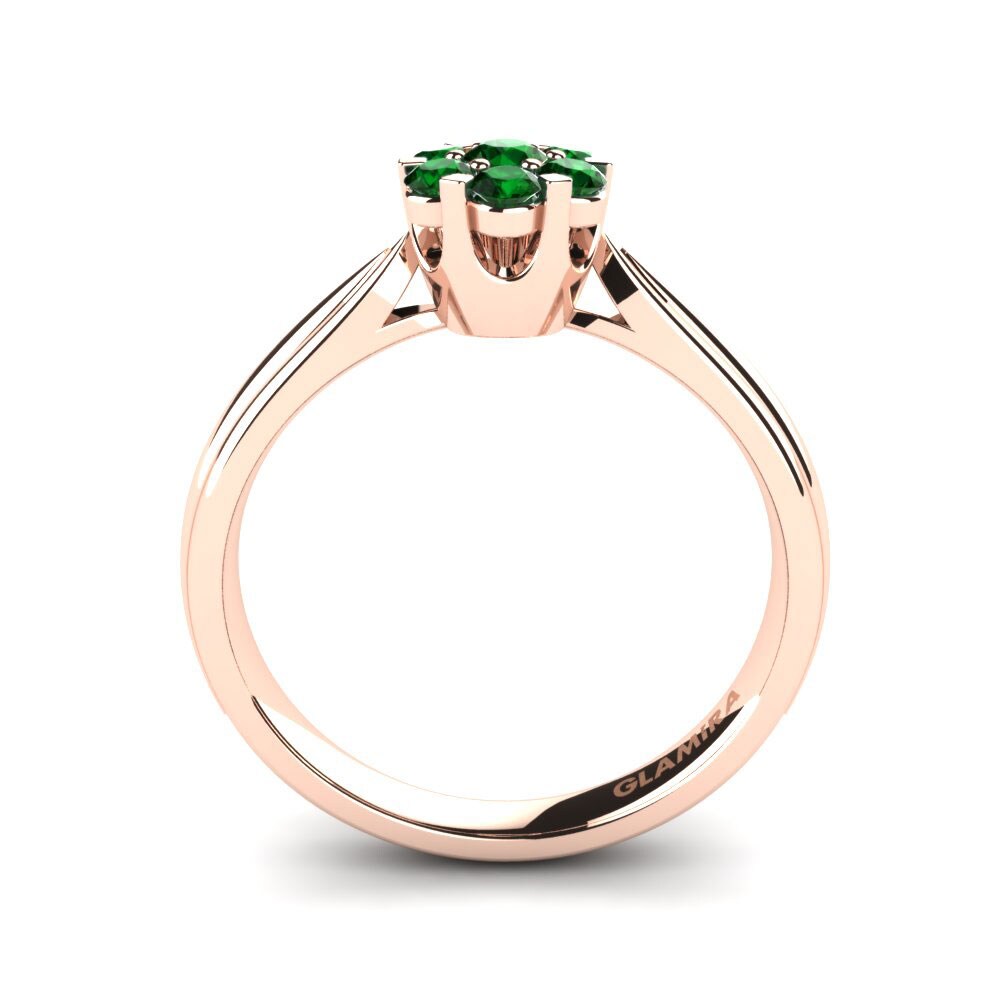 14ct Rose Gold Green Zirconia Ring Venice