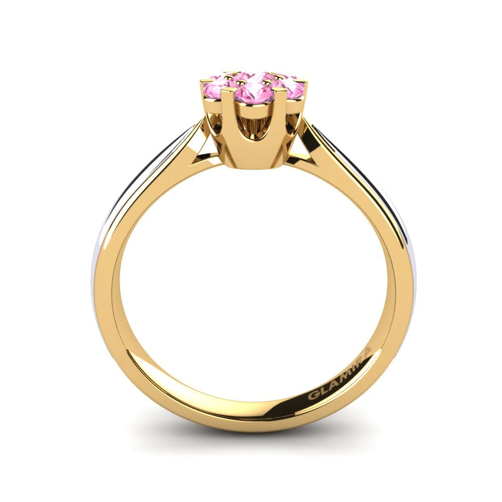 18ct Yellow & White Gold Pink Tourmaline Ring Venice