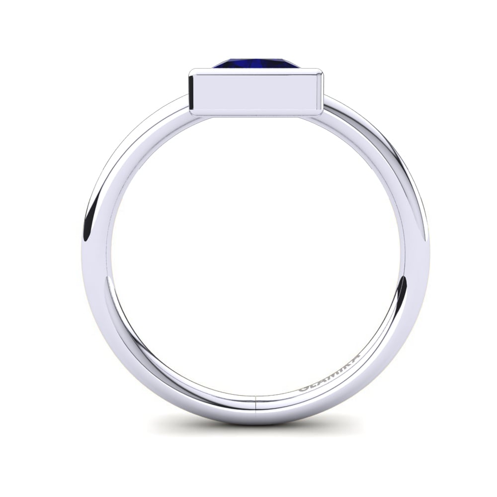 White Silver Dark Blue Zirconia Knuckle Ring Rhodon