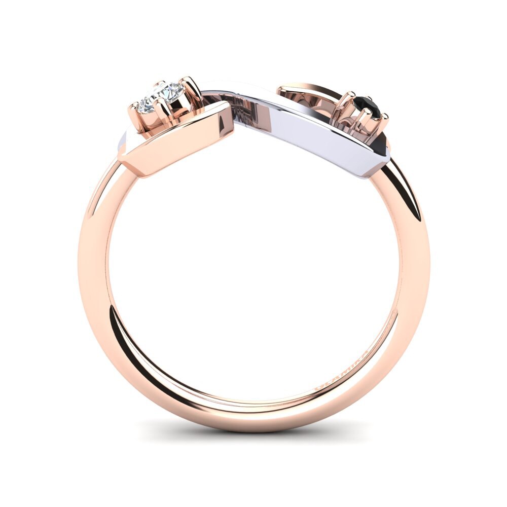 14ct Rose & White Gold Black Onyx Ring Roverta