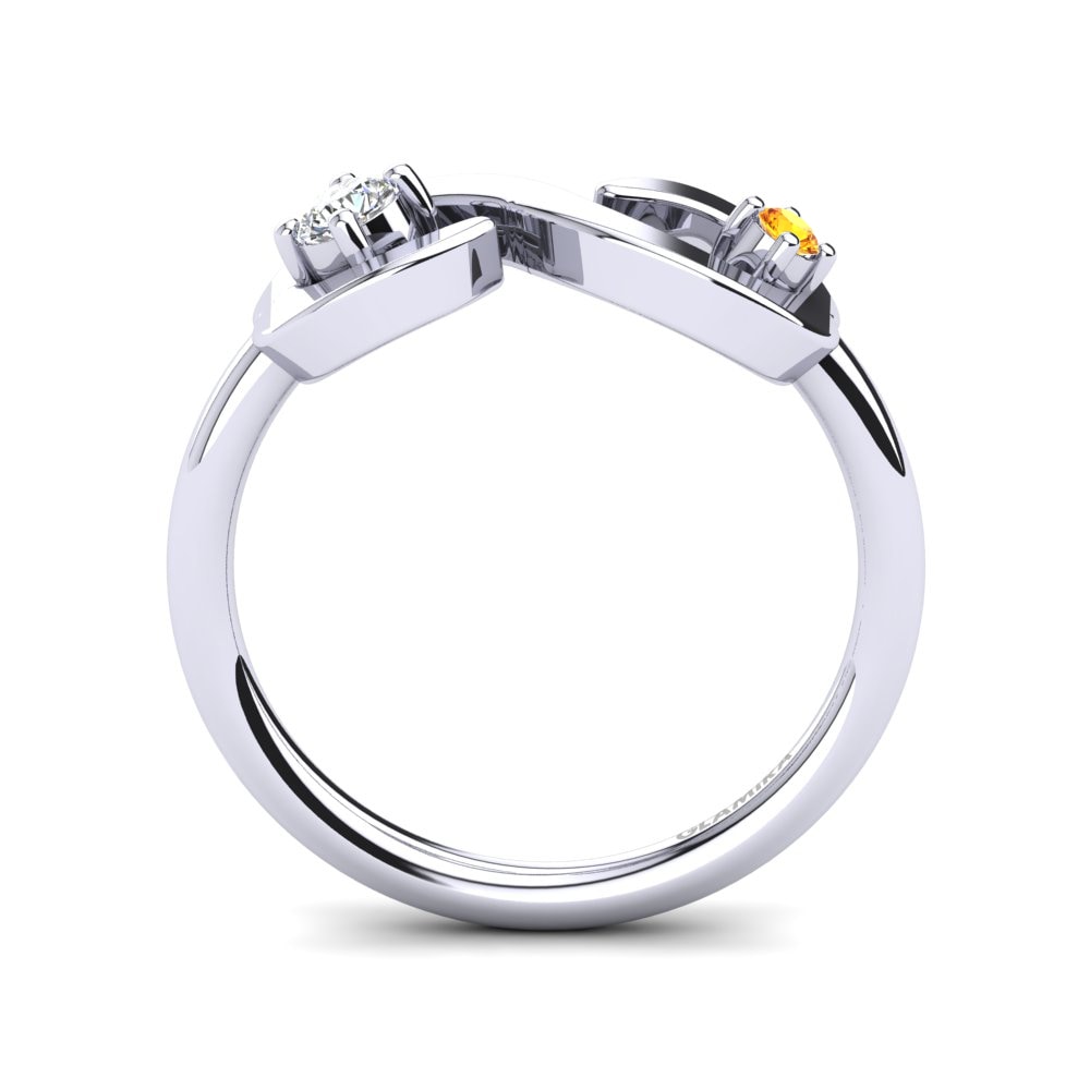 White Silver Citrine Ring Roverta