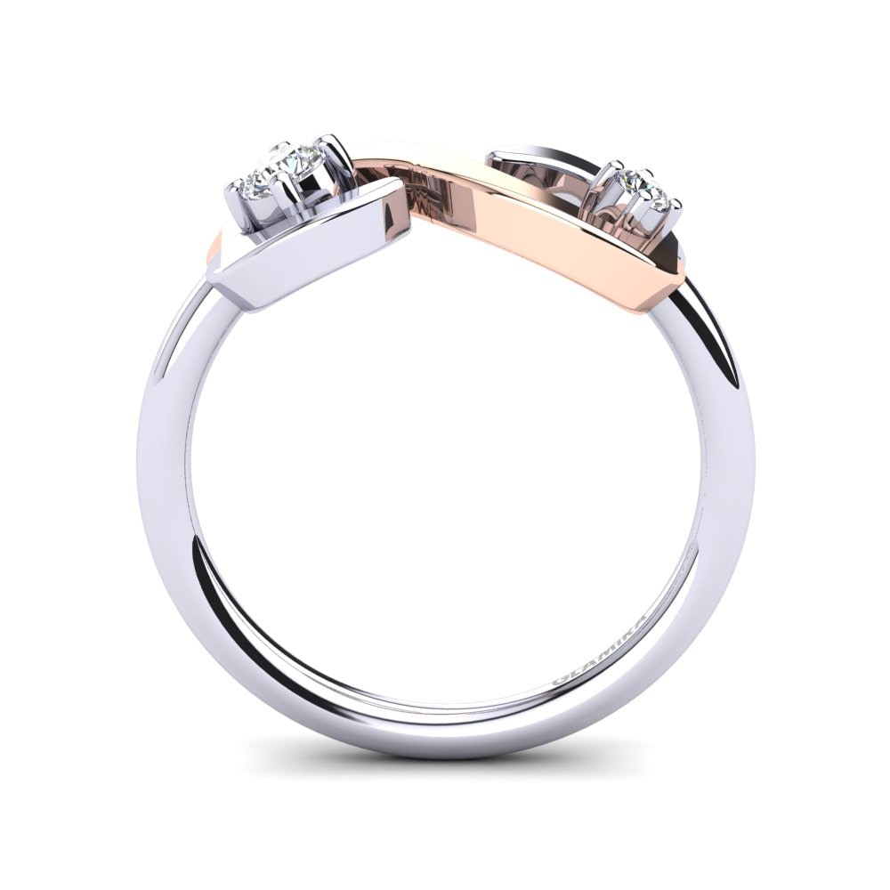 18ct White & Rose Gold White sapphire Ring Roverta