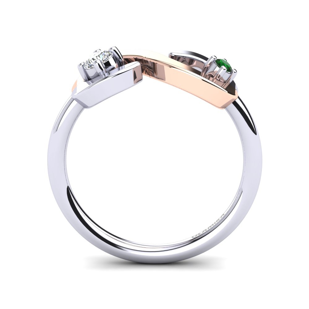 14ct White & Rose Gold Emerald Ring Roverta