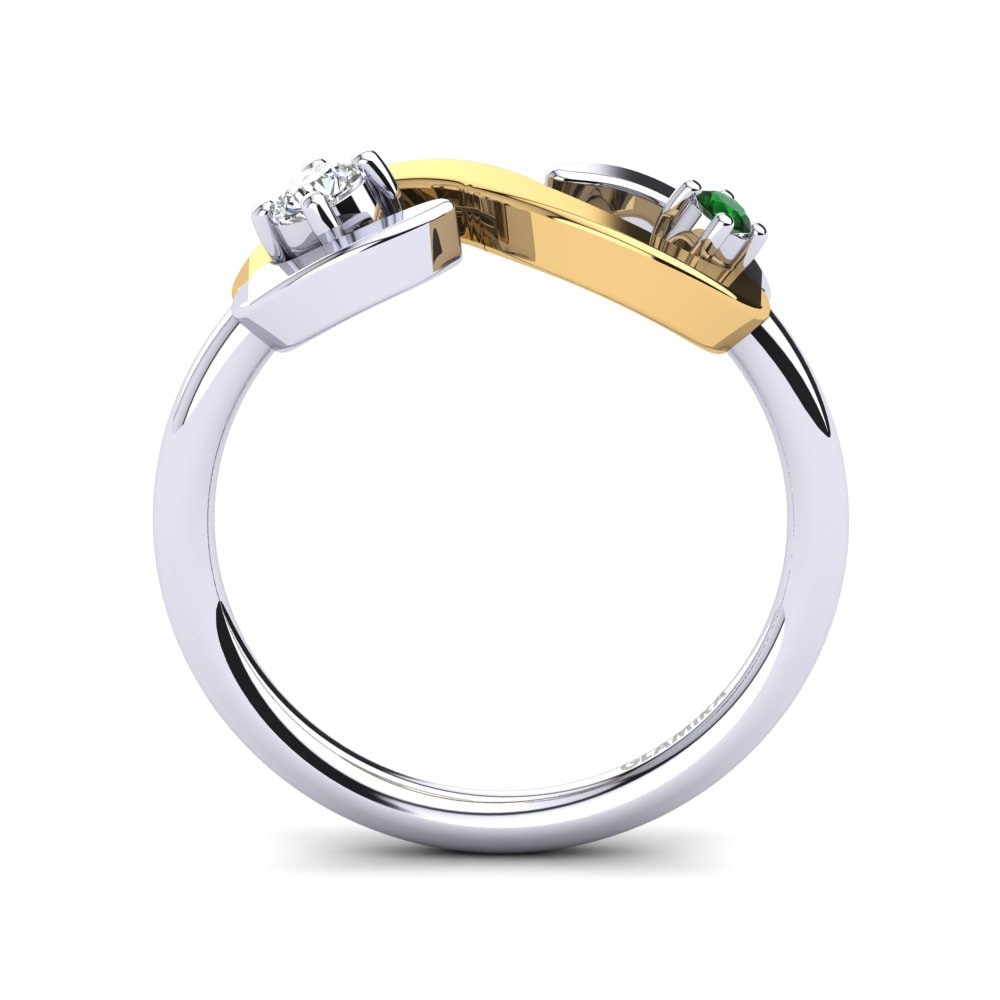 14ct White & Yellow Gold Emerald Ring Roverta