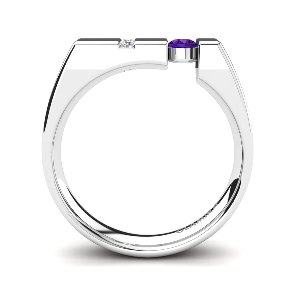 18ct White Gold Amethyst Men's Ring Balconi