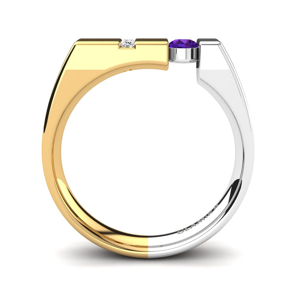 14ct Yellow & White Gold Amethyst Men's Ring Balconi
