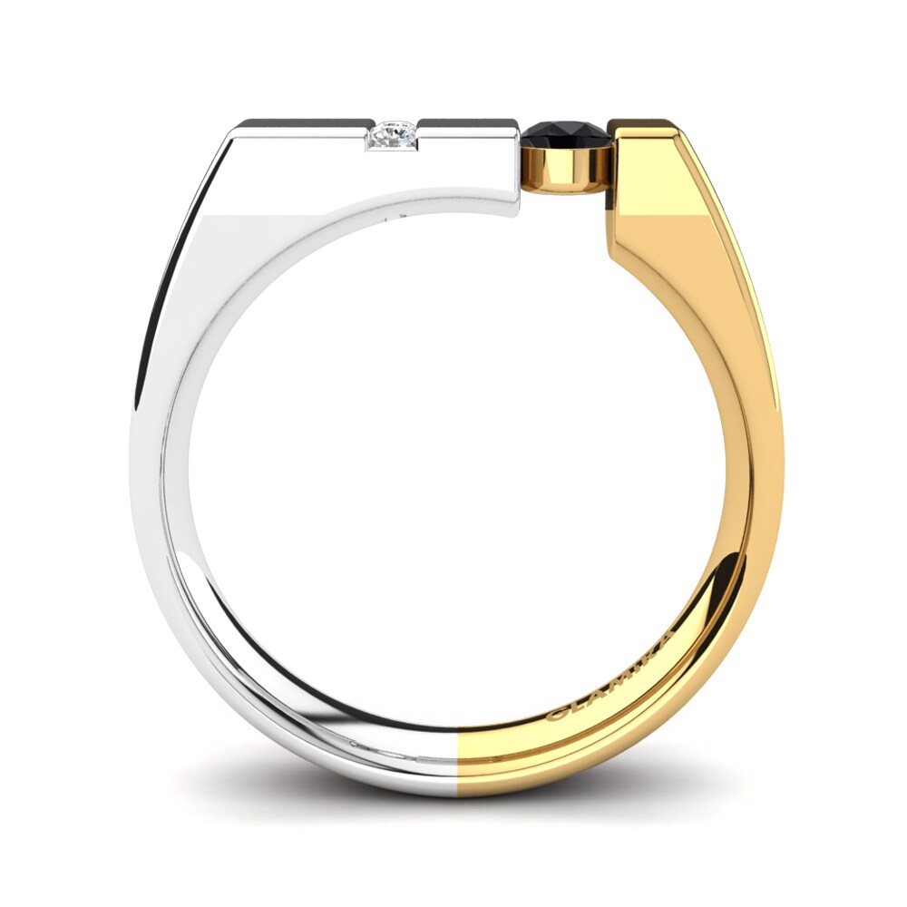 18ct White & Yellow Gold Black Onyx Men's Ring Balconi