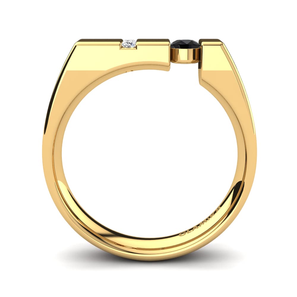 Oro Giallo 585 Onice Nero Anello da uomo Balconi