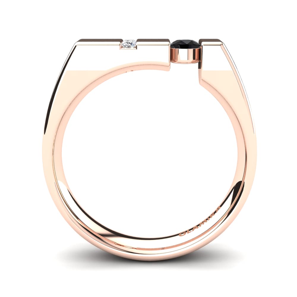 14ct Rose Gold Black Diamond Men's Ring Balconi