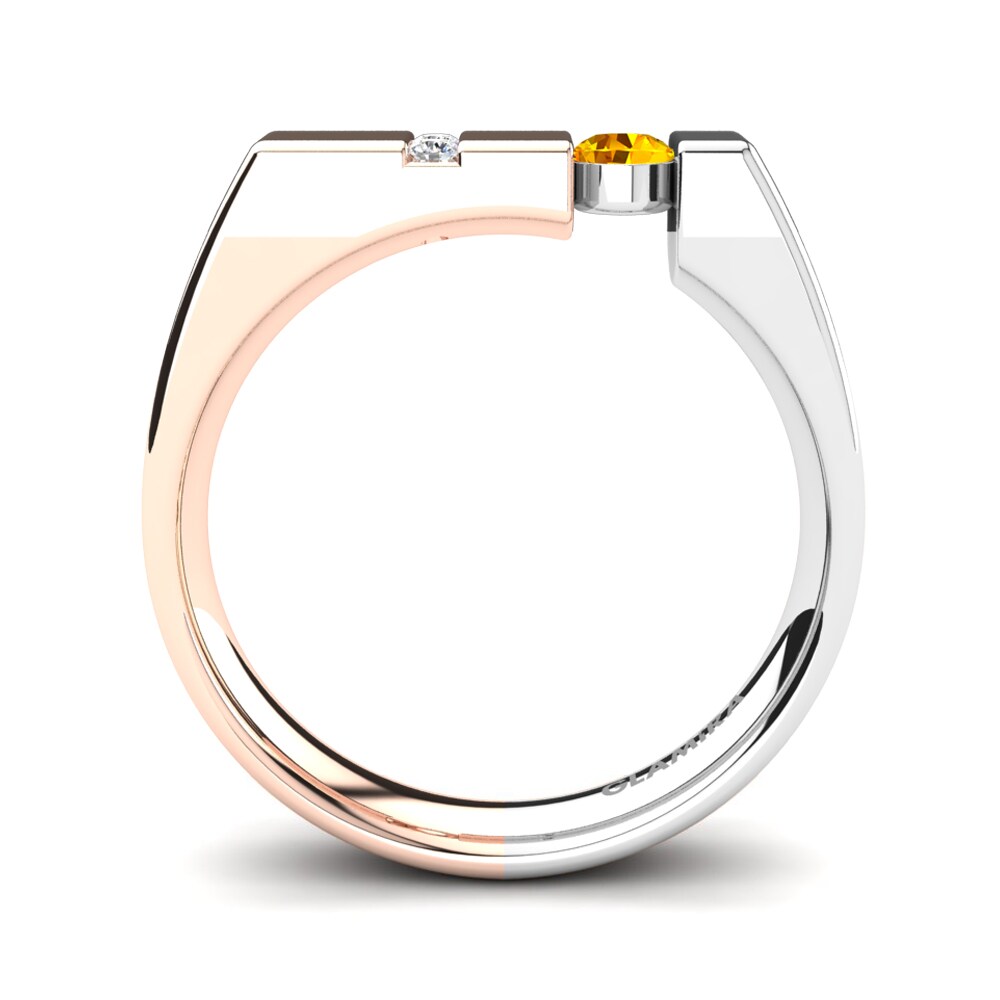 18ct Rose & White Gold Citrine Men's Ring Balconi