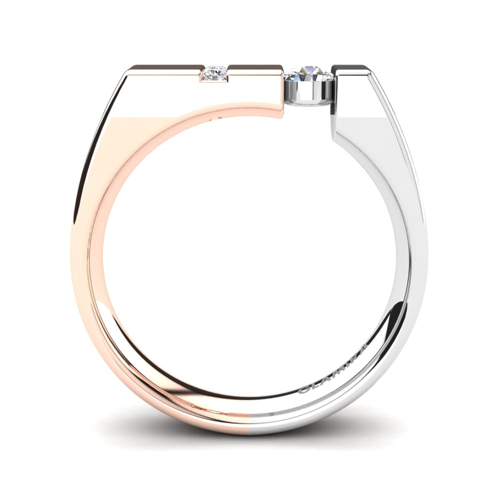 Oro Rosso & Bianco 750 Zaffiro Bianco Anello da uomo Balconi