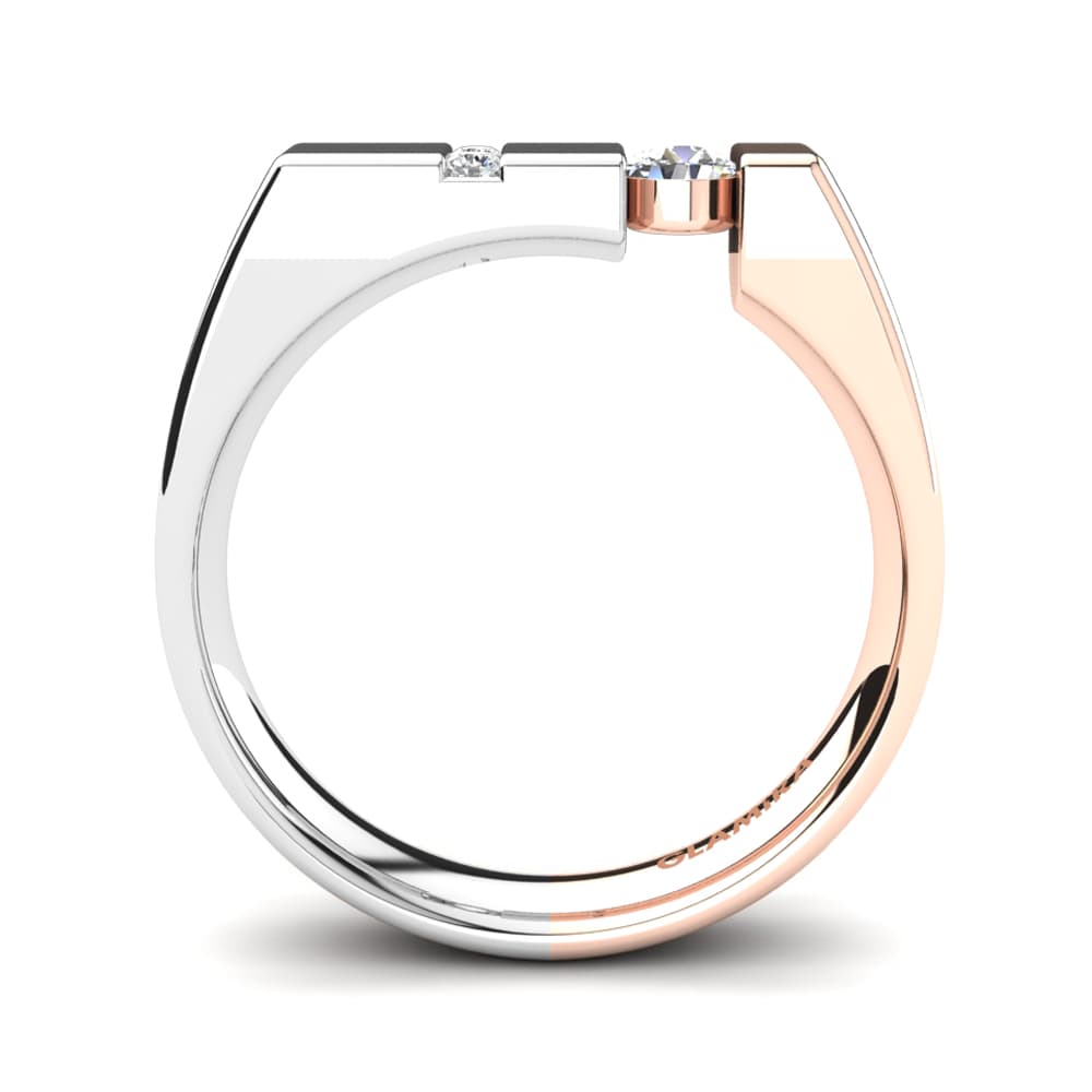 18ct White & Rose Gold White sapphire Men's Ring Balconi