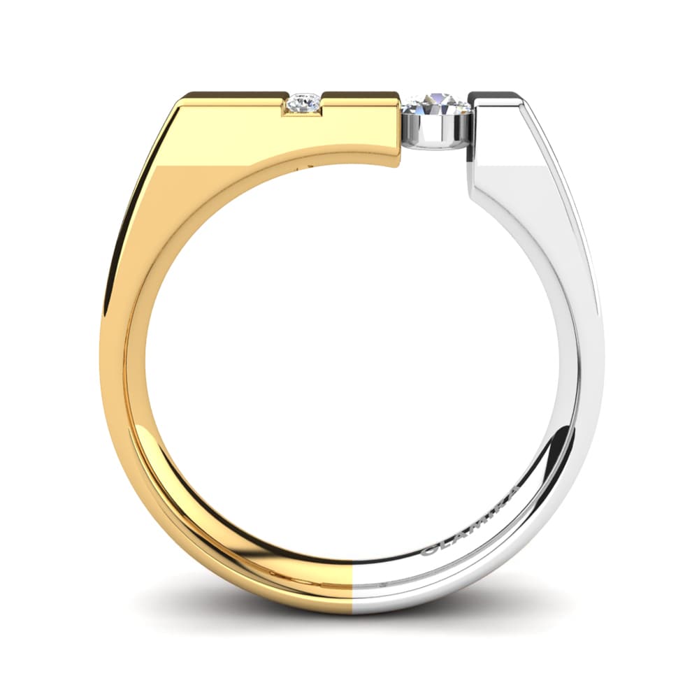 Anello Uomo Moissanite 2,00 Carati - Taglio Rotondo Placcato Oro Giallo 14K Su Argento 925