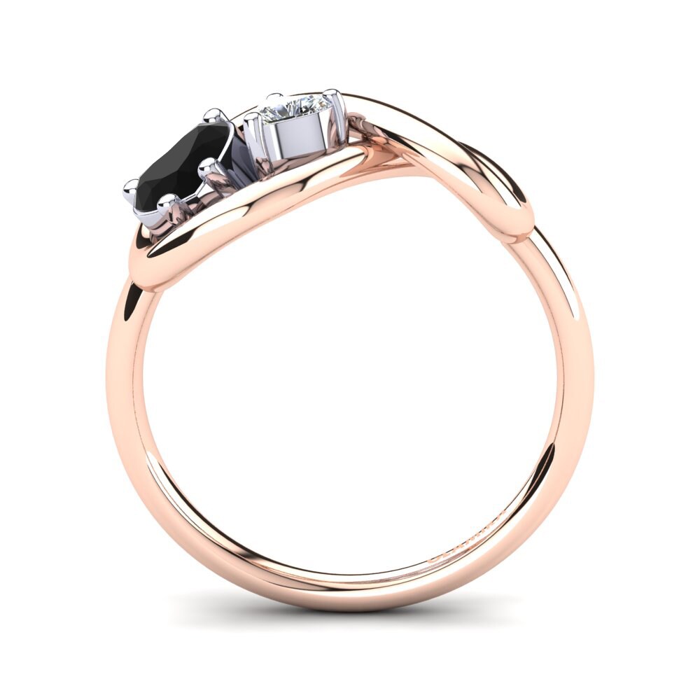 14ct Rose & White Gold Black Onyx Ring Salvina