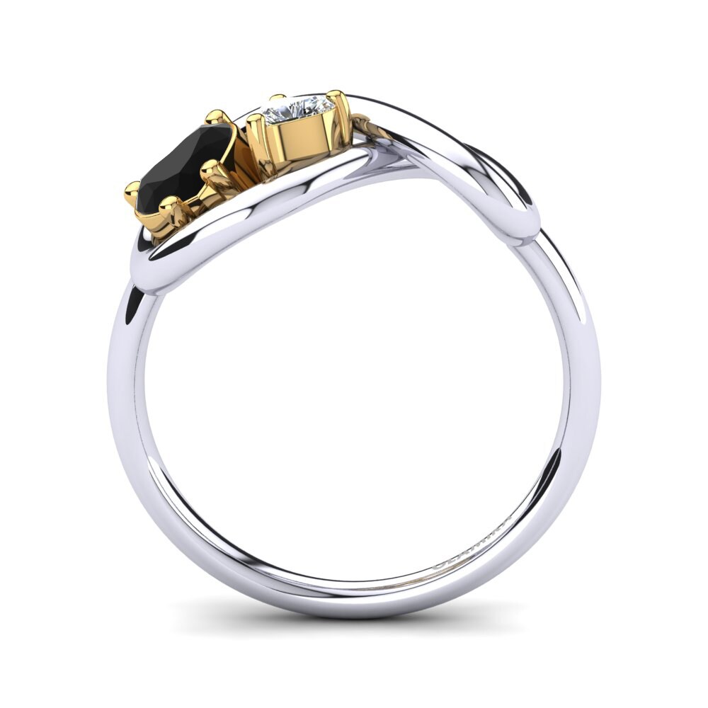 14ct White & Yellow Gold Black Onyx Ring Salvina